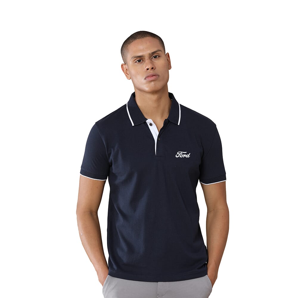 Greys&Blues Jacq Polo T-Shirt-Navy Blue with White